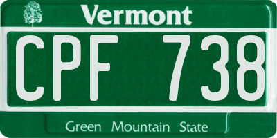 VT license plate CPF738