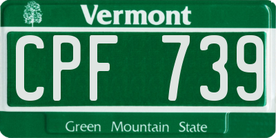 VT license plate CPF739