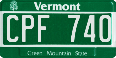 VT license plate CPF740
