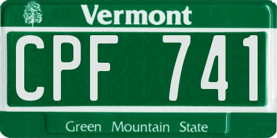 VT license plate CPF741