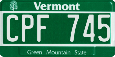 VT license plate CPF745