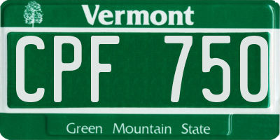VT license plate CPF750