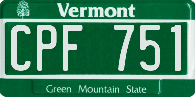 VT license plate CPF751