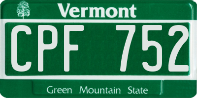 VT license plate CPF752