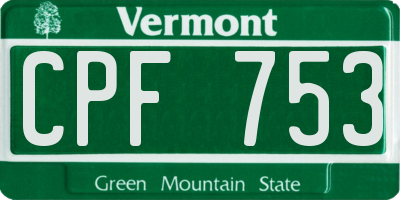 VT license plate CPF753