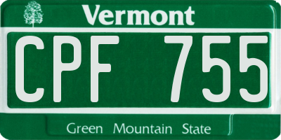 VT license plate CPF755