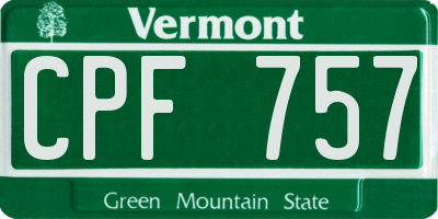 VT license plate CPF757