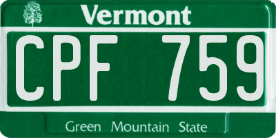VT license plate CPF759