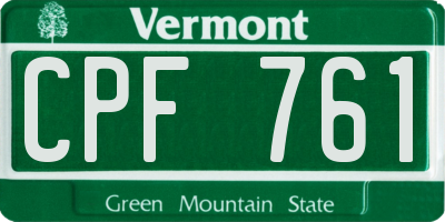 VT license plate CPF761
