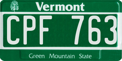 VT license plate CPF763