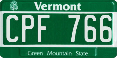 VT license plate CPF766