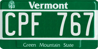 VT license plate CPF767
