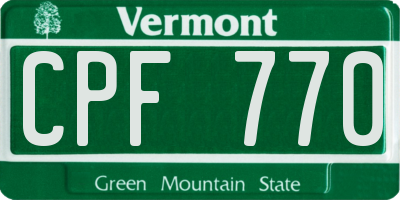 VT license plate CPF770