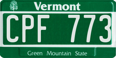 VT license plate CPF773