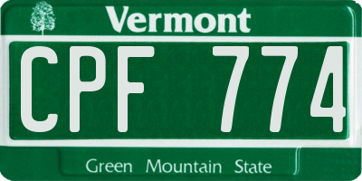 VT license plate CPF774