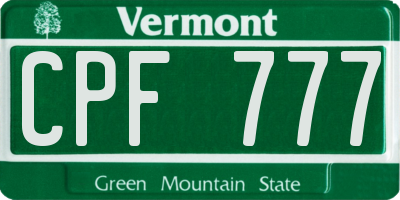 VT license plate CPF777