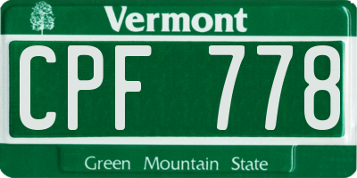 VT license plate CPF778