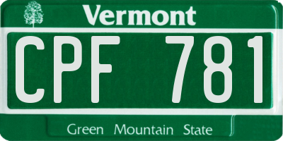 VT license plate CPF781