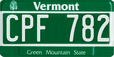 VT license plate CPF782