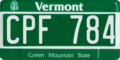 VT license plate CPF784