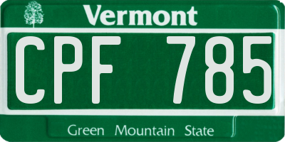 VT license plate CPF785