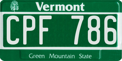 VT license plate CPF786