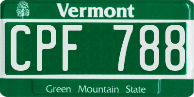 VT license plate CPF788