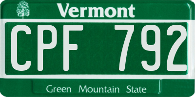 VT license plate CPF792