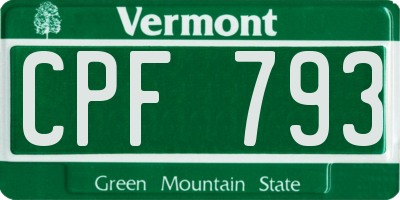 VT license plate CPF793