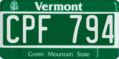 VT license plate CPF794