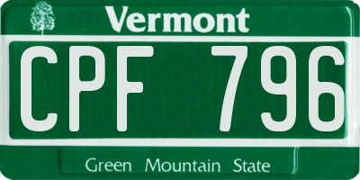 VT license plate CPF796