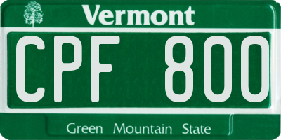 VT license plate CPF800