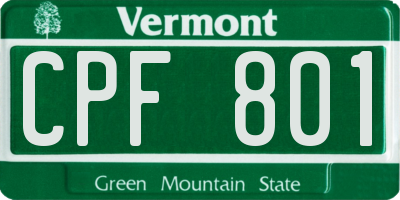 VT license plate CPF801