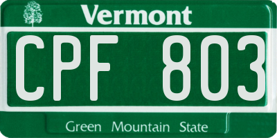 VT license plate CPF803