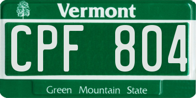 VT license plate CPF804