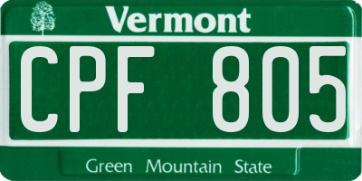 VT license plate CPF805