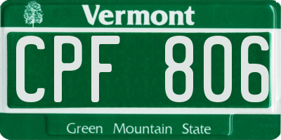 VT license plate CPF806