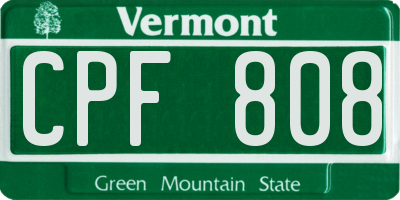 VT license plate CPF808