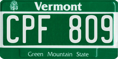 VT license plate CPF809