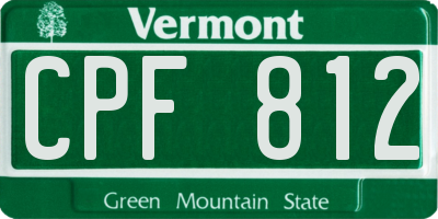 VT license plate CPF812