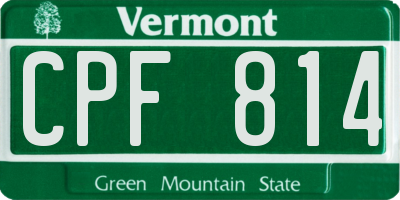 VT license plate CPF814