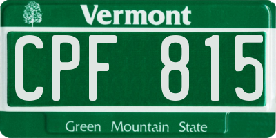 VT license plate CPF815