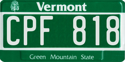 VT license plate CPF818