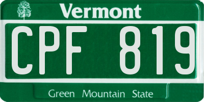 VT license plate CPF819