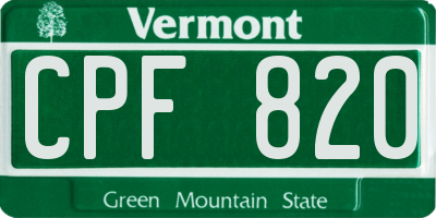 VT license plate CPF820