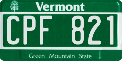 VT license plate CPF821
