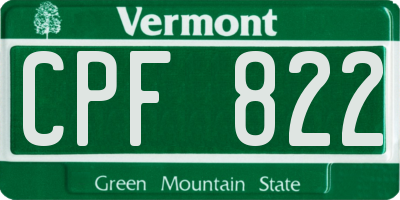 VT license plate CPF822