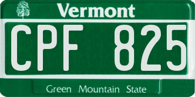 VT license plate CPF825