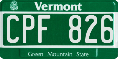 VT license plate CPF826