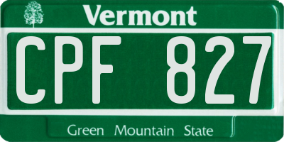 VT license plate CPF827